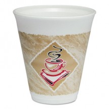 Dart Cafe G Foam Hot/Cold Cups, 12 oz. Brown/Red/White, - 20/Pack