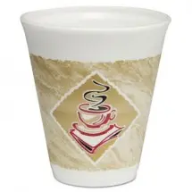 Dart Cafe G Foam Hot/Cold Cups, 12 oz. Brown/ Red/White - 1000 pcs