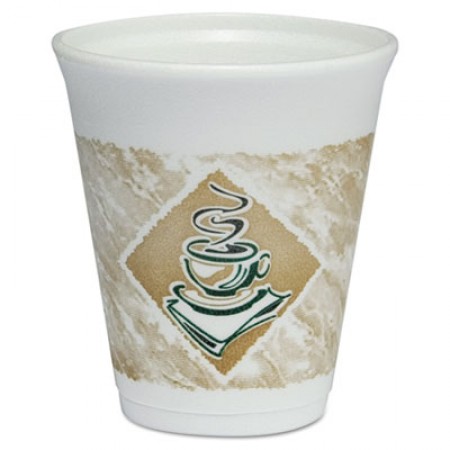 Dart Cafe G Foam Hot/Cold Cups, 8 oz. Brown/Green/White - 1000 pcs