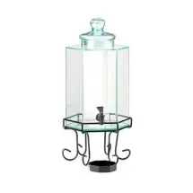 Cal-Mil 1111INF Octagon Iron Glass Beverage Dispenser with Infusion Chamber 2 Gallon