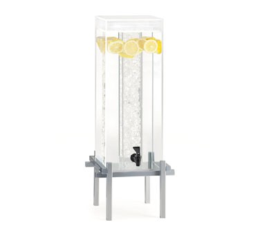 Cal-Mil 1132-5-74 Silver One By One Beverage Acrylic Dispenser with Ice Chamber 5 Gallon