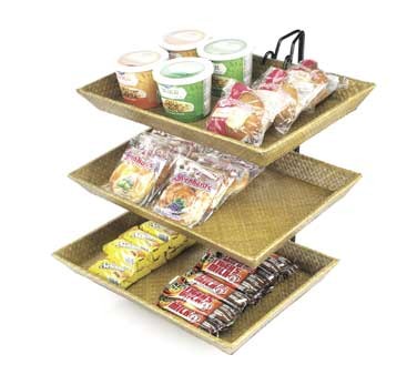 Cal-Mil 1290-3 Iron Three Tier Wire Merchandiser with Bamboo Trays 18" x 19" x 22"