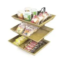 Cal-Mil 1290-3 Iron Three Tier Wire Merchandiser with Bamboo Trays 18&quot; x 19&quot; x 22&quot;