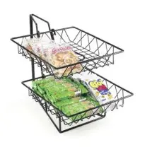 Cal-Mil 1293-2 Two Tier Merchandiser with Square Wire Baskets 12&quot; x 15&quot; x 15&quot;
