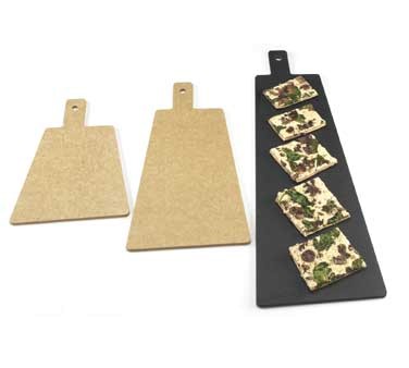 Cal-Mil 1535-24-13 Black Trapezoid Flat Bread Serving / Display Board with Handle 24" x 8" x 1/4"