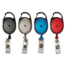 Carabiner-Style Retractable ID Card Reel, 30" Extension, Assorted, 20/Pack