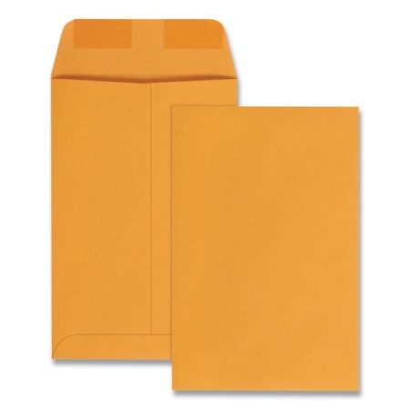 Catalog Envelope, #1, Cheese Blade Flap, Gummed Closure, 6 x 9, Brown Kraft, 100/Box
