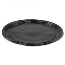 Caterline Casuals Thermoformed Platters, PET, Black, 12" Dia., 25/Carton