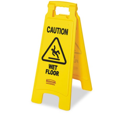 Caution Wet Floor Floor Sign, Plastic, 11 x 12 x 25, Bright Yellow, 6/Carton