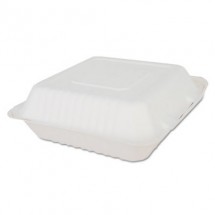 SCT ChampWare Molded-Fiber Clamshell Containers, 9&quot;W x 9&quot;D x 3&quot;H, White, 200/Carton