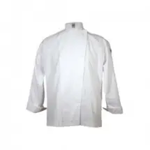 Chef Revival J002-M Poly Cotton White Long Sleeve Chef Jacket with Chef Logo Buttons, Medium