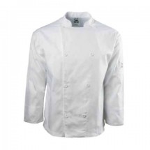 Chef Revival J003-5X Poly Cotton White Long Sleeve Chef Jacket with Cloth Knot Buttons, 5X