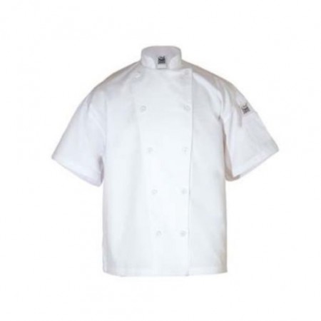 Chef Revival J005-4X Poly Cotton White Short Sleeve Chef Jacket with Chef Logo Buttons, 4X