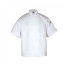 Chef Revival J005-L Poly Cotton White Short Sleeve Chef Jacket with Chef Logo Buttons, Large