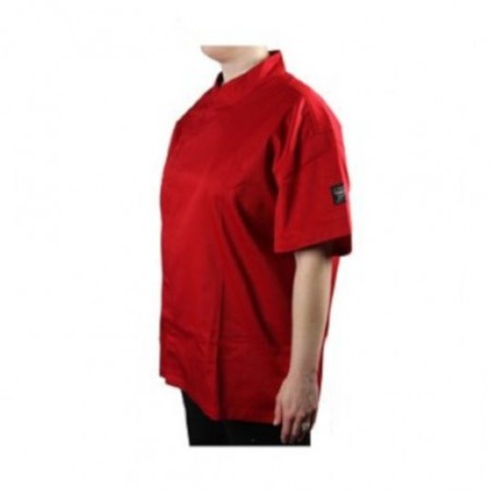 Chef Revival J020TM-3X Cool Crew Short Sleeve Fresh Snap Jacket, Tomato Red, 3X