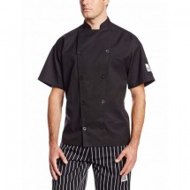 Chef Revival J045BK-S Chef-Tex Black Short-Sleeve Traditional Chef Jacket, Small
