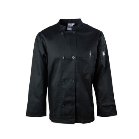Chef Revival J071BK-4X Black Long Sleeve Chef Jacket with Breast Pocket, 4X