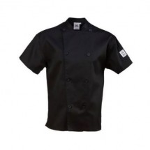 Chef Revival J205BK-S Black Performance Short Sleeve Chef Jacket with Mesh Back, Small