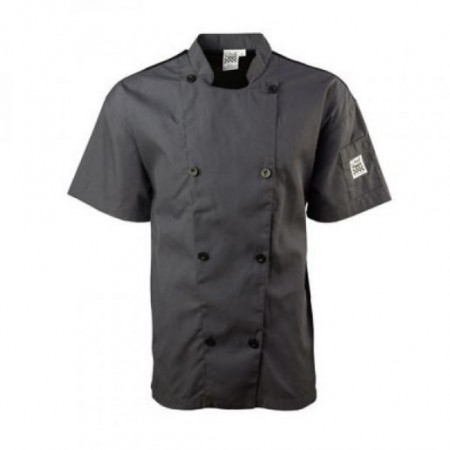 Chef Revival J205GR-2X Gray Performance Short Sleeve Chef Jacket with Mesh Back, 2X