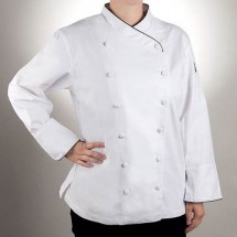 Chef Revival LJ008-S Chef-Tex Ladies White Corporate Jacket with Black Piping, Small