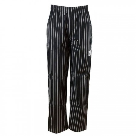 Chef Revival P040WS-L Men's Black/White Pinstripe  E-Z Fit Chef Pants, Large