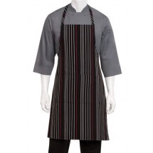 Chef Works A550BWR0 Black/White/Red Striped Bib Apron