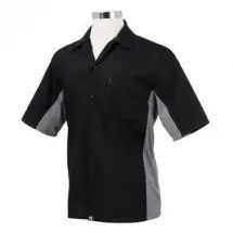 Chef Works CSMCBLM Men's Universal Contrast Shirt, Black/Gray