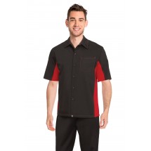 Chef Works CSMCBRM Mens Universal Contrast Shirt, Black/Red