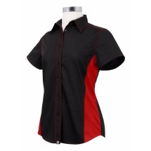 Chef Works CSWCBRM Women's Universal Contrast Shirt, Black/Red