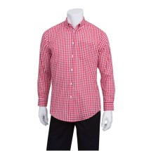 Chef Works D500WRC Men's Gingham Dress Shirt, Red/White Check