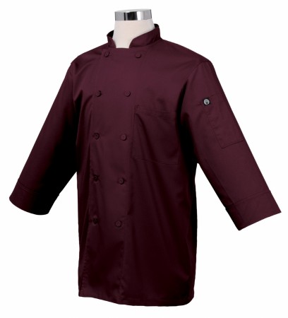 Chef Works JLCLMER Morocco 3/4 Sleeve Merlot Chef Coat