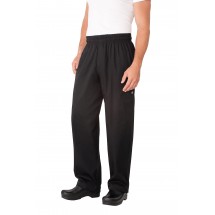 Chef Works NBBZBLK Black Baggy Zip Fly Chef Pants