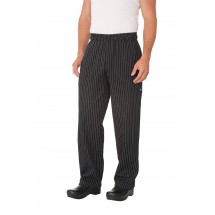 Chef Works PINB000 Black with White Pinstripe Designer Baggy Pants
