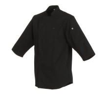 Chef Works S100BLK Lisbon Black 3/4 Sleeve Chef Shirt