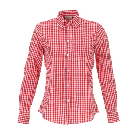 Chef Works W500WRC Women's Gingham Dress Shirt, Red/White Check