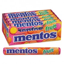 Mentos Chewy Mints, 1.32 oz, Mixed Fruit, 15 Rolls/Box