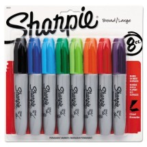 Sharpie Chisel Tip Permanent Marker, Medium, Assorted Colors, 8/Set