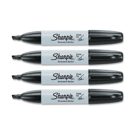 Sharpie Chisel Tip Permanent Marker, Medium, Black, 4/Pack
