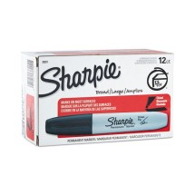 Sharpie Chisel Tip Permanent Marker, Medium, Black, 12/Pack