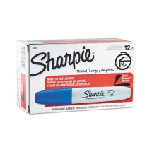 Sharpie Chisel Tip Permanent Marker, Medium, Blue, 12/Pack