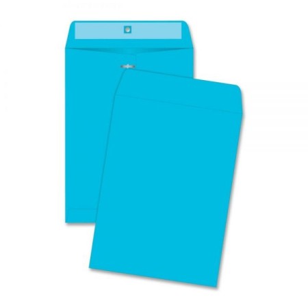 Clasp Envelope, #90, Cheese Blade Flap, Clasp/Gummed Closure, 9 x 12, Blue, 10/Pack