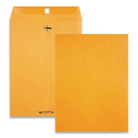 Clasp Envelope, #90, Cheese Blade Flap, Clasp/Gummed Closure, 9 x 12, Brown Kraft, 100/Box