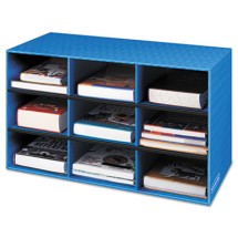 Classroom Literature Sorter, 9 Compartments, 28 1/4 x 13 x 16, Blue