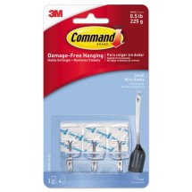 Clear Hooks & Strips, Plastic/Wire, Small, 3 Hooks & 4 Strips/Pack
