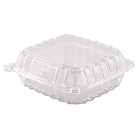 Dart ClearSeal Hinged-Lid Plastic Containers, 8 3/10" x 8 3/10" x 3"-  250 pcs