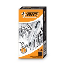 BIC Clic Stic Retractable Ballpoint Pen, Medium 1 mm, Black Ink, White Barrel, 24/Pack