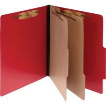 ColorLife PRESSTEX Classification Folders, 2 Dividers, Letter Size, Executive Red, 10/Box