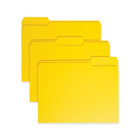 Colored File Folders, 1/3-Cut Tabs, Letter Size, Yellow, 100/Box