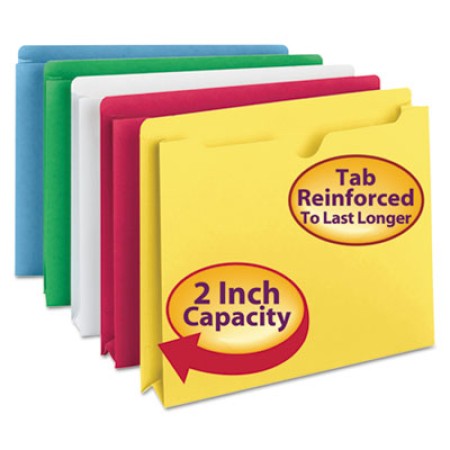 Colored File Jackets with Reinforced Double-Ply Tab, Straight Tab, Letter Size, Blue, 100/Box