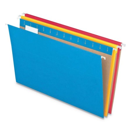 Colored Hanging Folders, Legal Size, 1/5-Cut Tab, Assorted, 25/Box